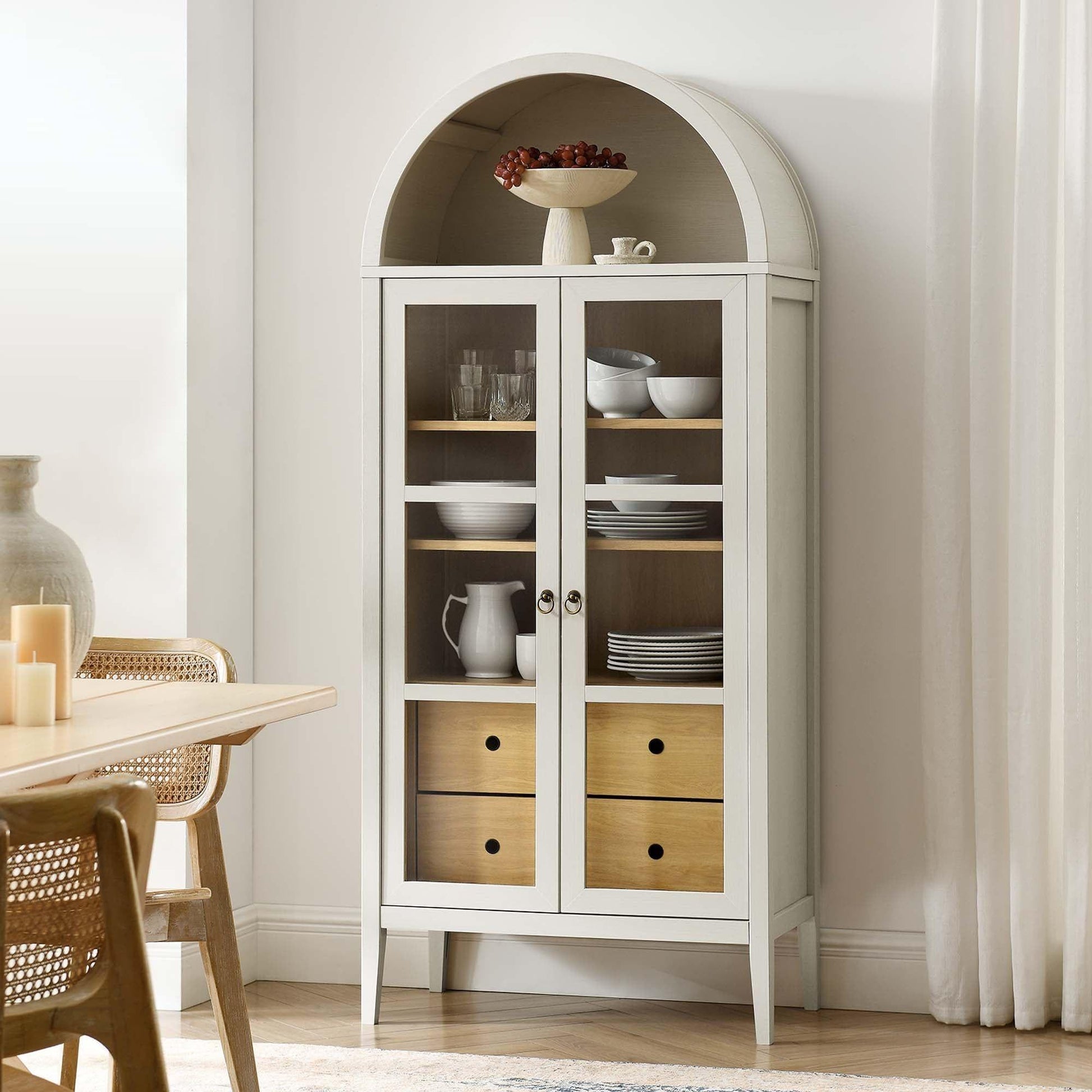 Nolan 74" Tall Arched Storage Display Cabinet