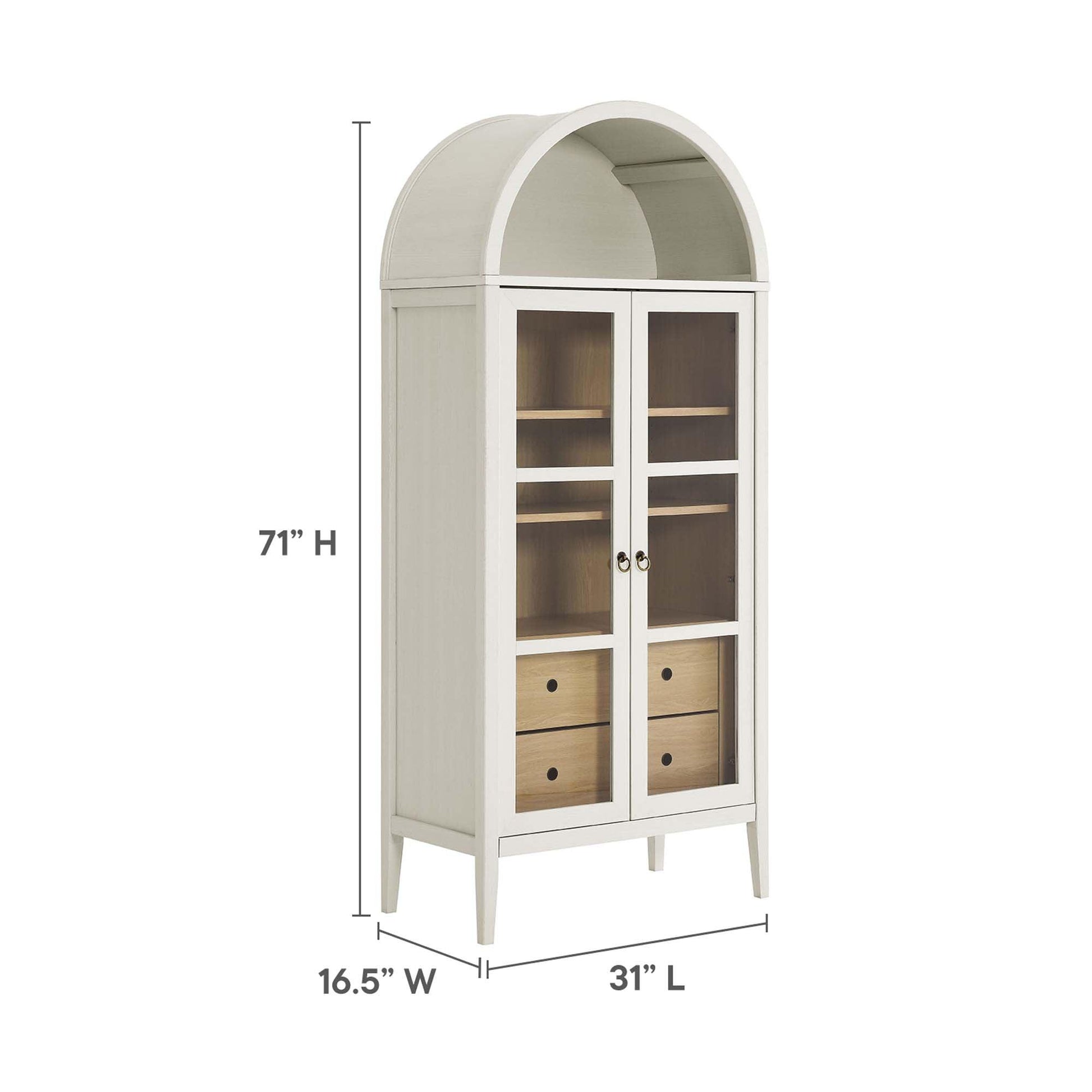 Nolan 74" Tall Arched Storage Display Cabinet