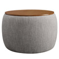 Perla Heathered Weave Fabric Storage Ottoman