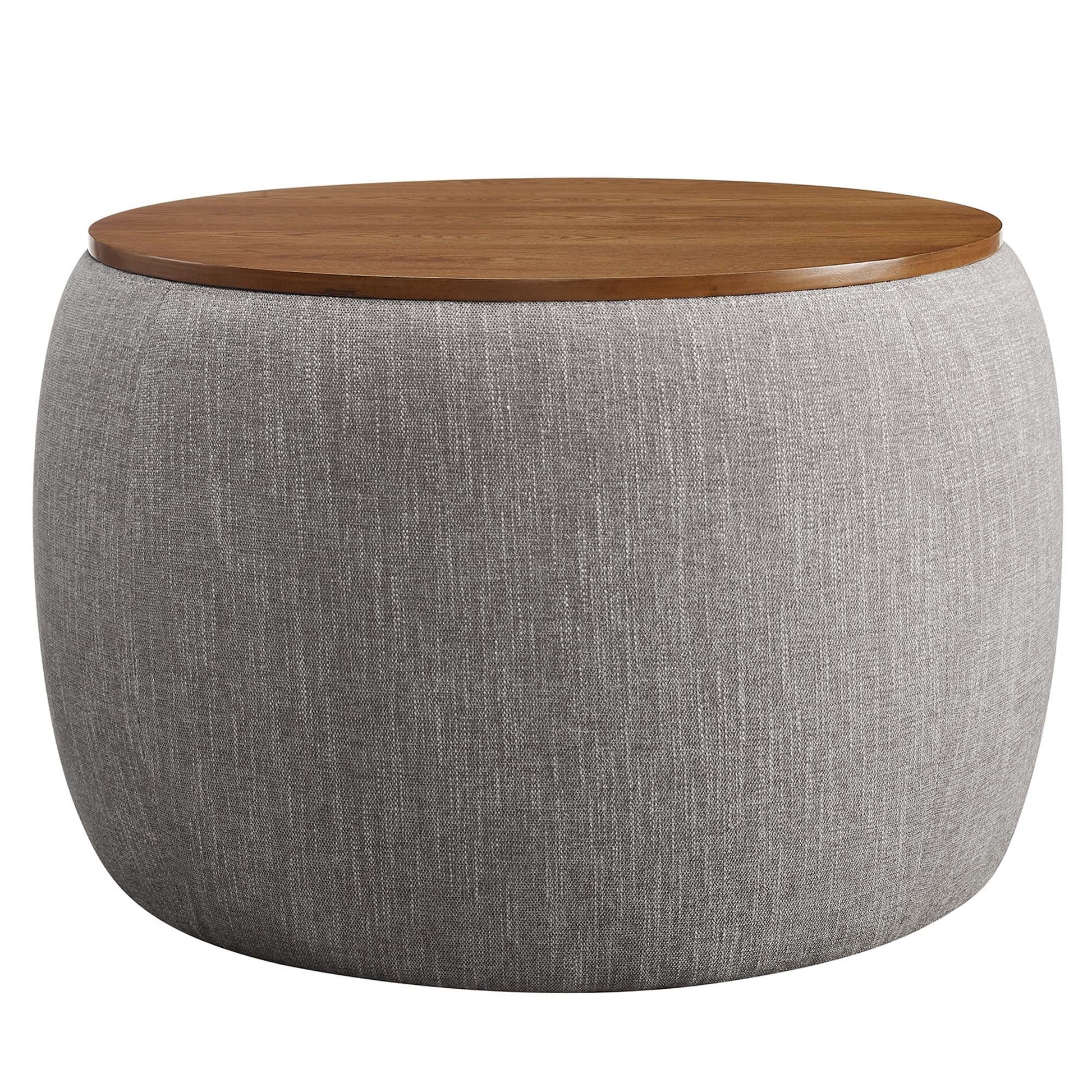 Perla Heathered Weave Fabric Storage Ottoman