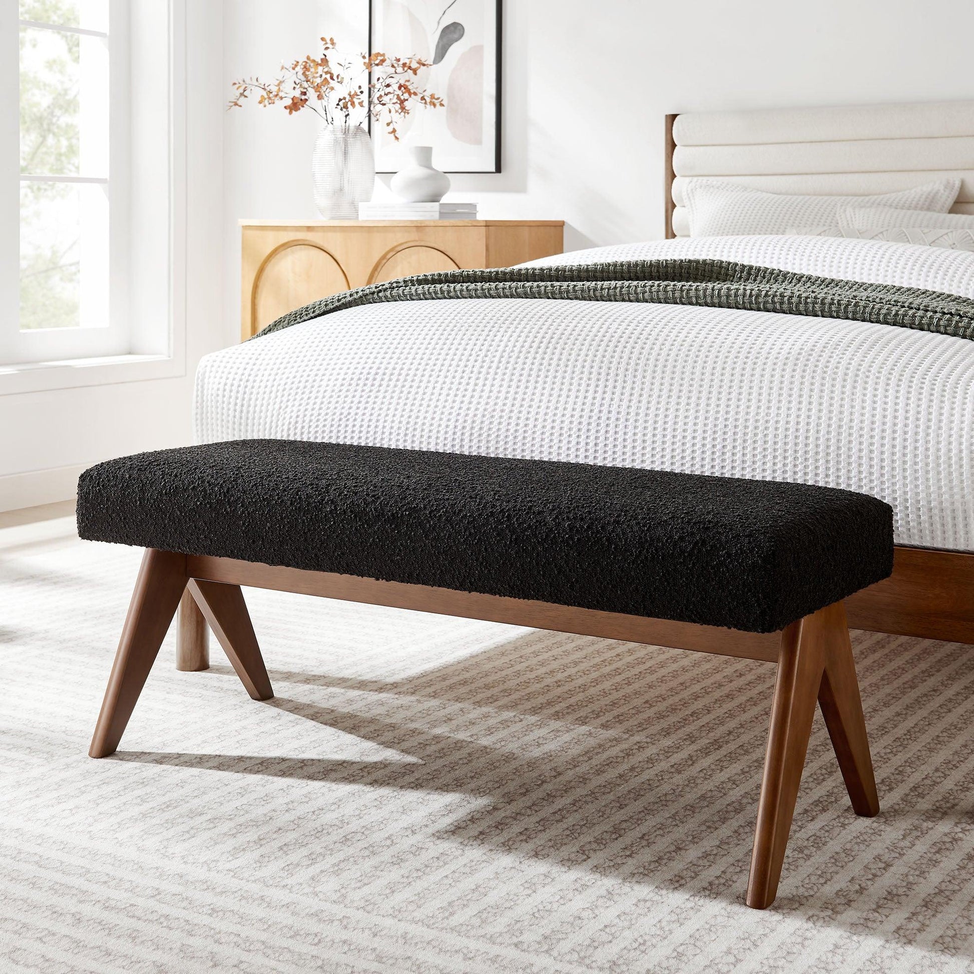 Lyra Boucle Upholstered Bench