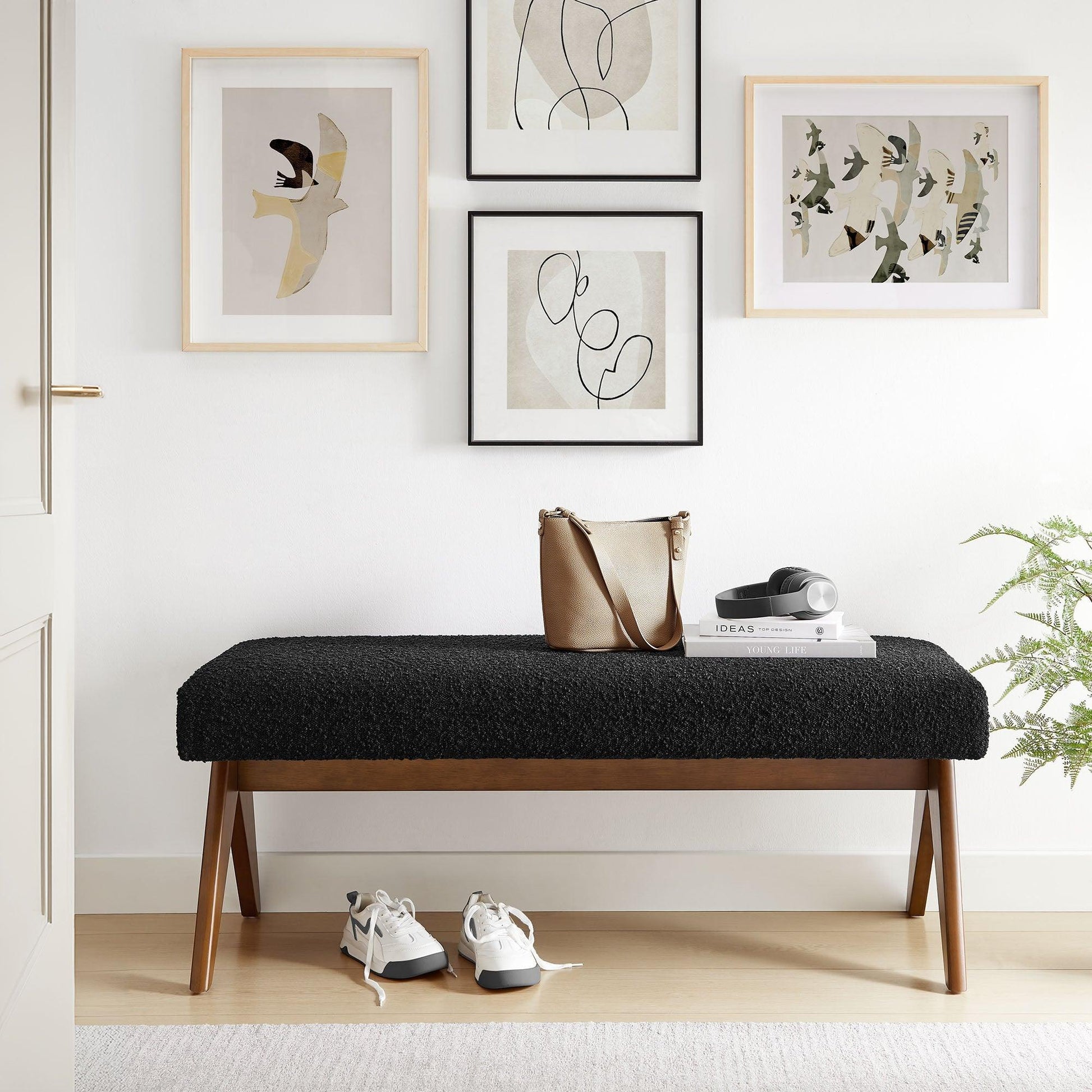 Lyra Boucle Upholstered Bench