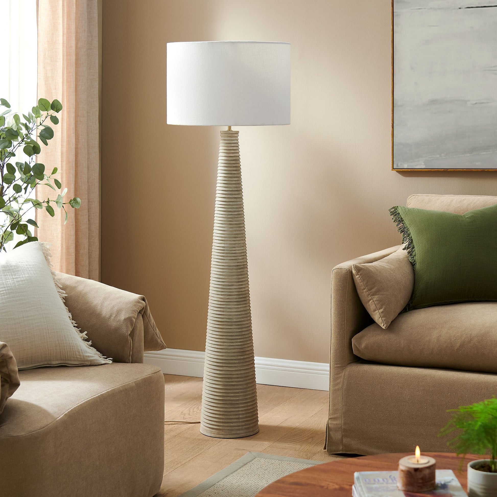 Saylor Carved Wood Floor Lamp
