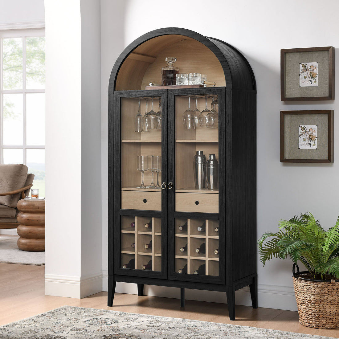 Stylish Nolan Arched Wine and Bar Cabinet for Modern Home Decor
