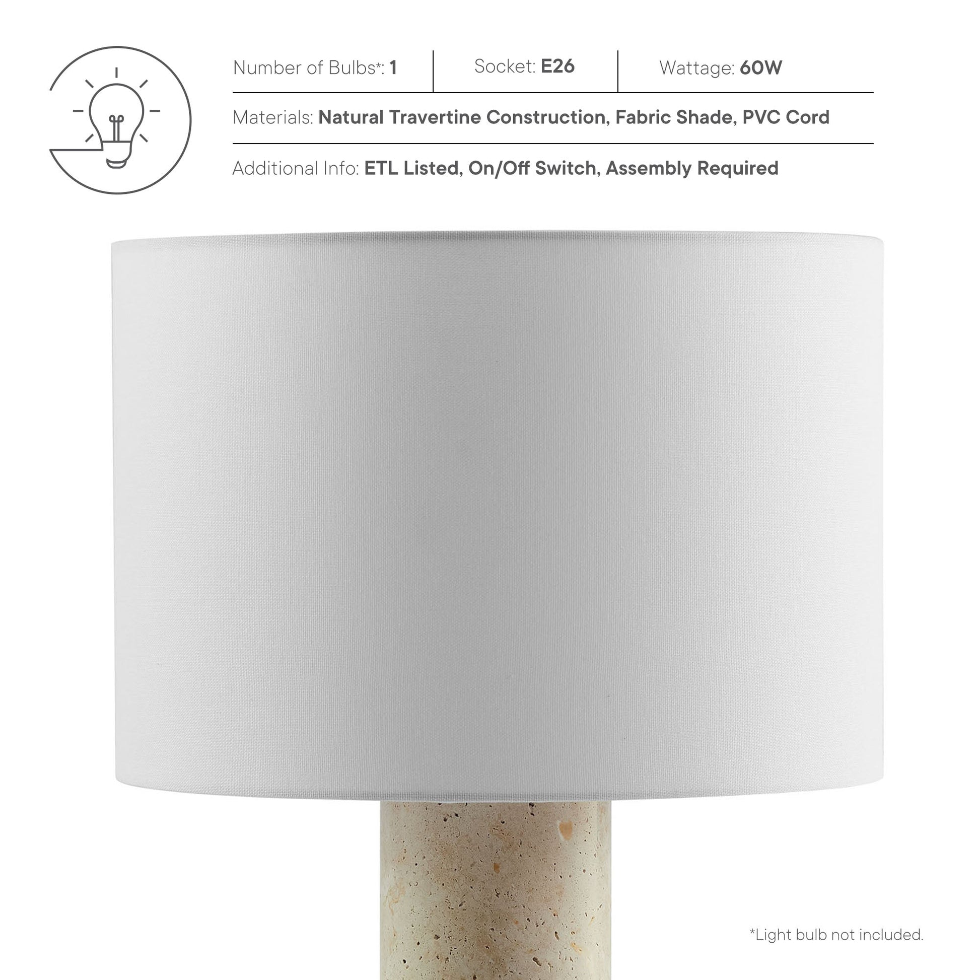 Travertine Table Lamp