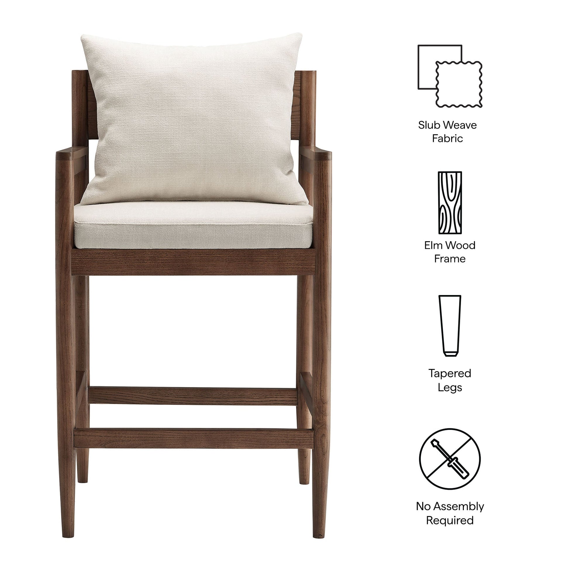 Modern Wood Counter Stool Salt