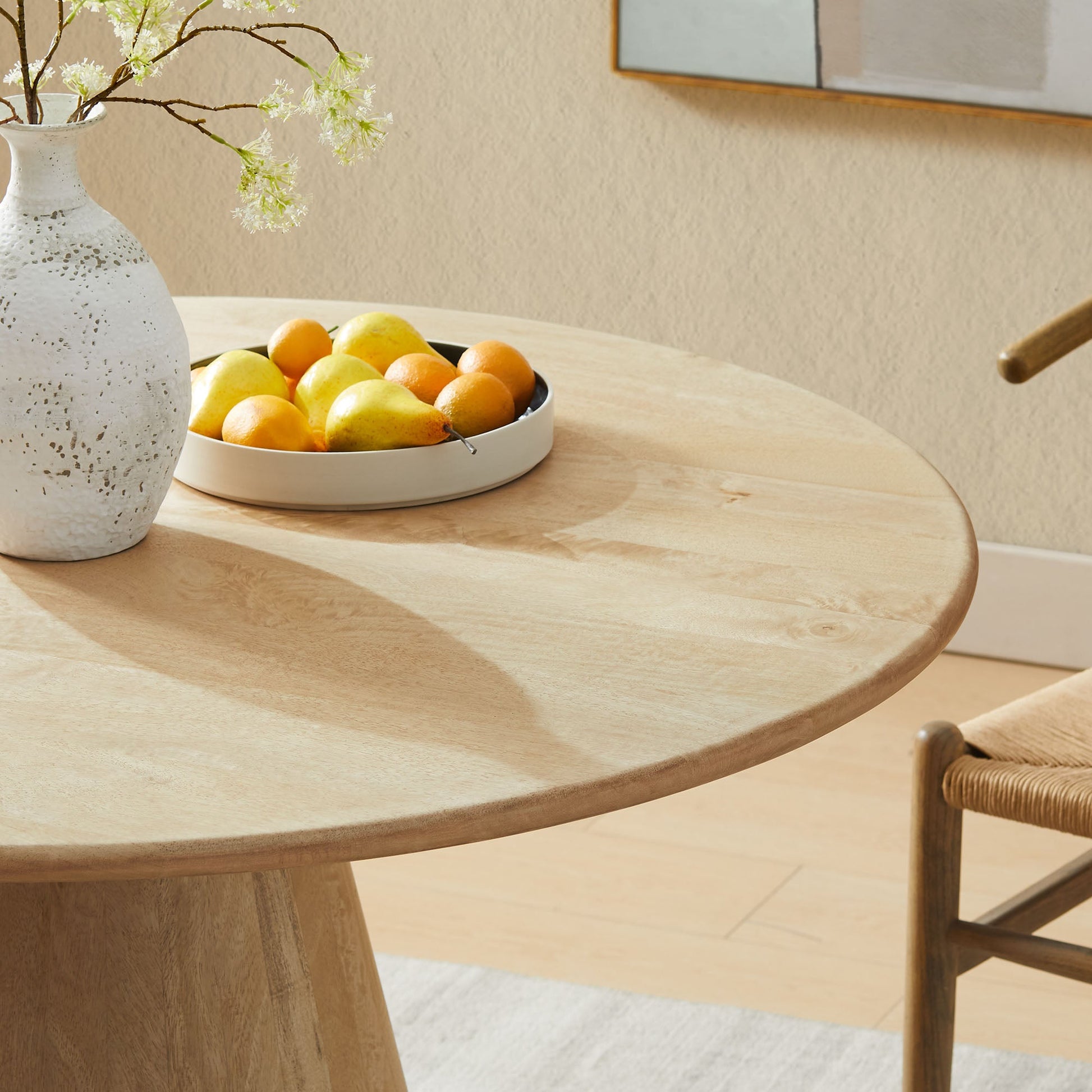 Natural Wood Round Dining Table