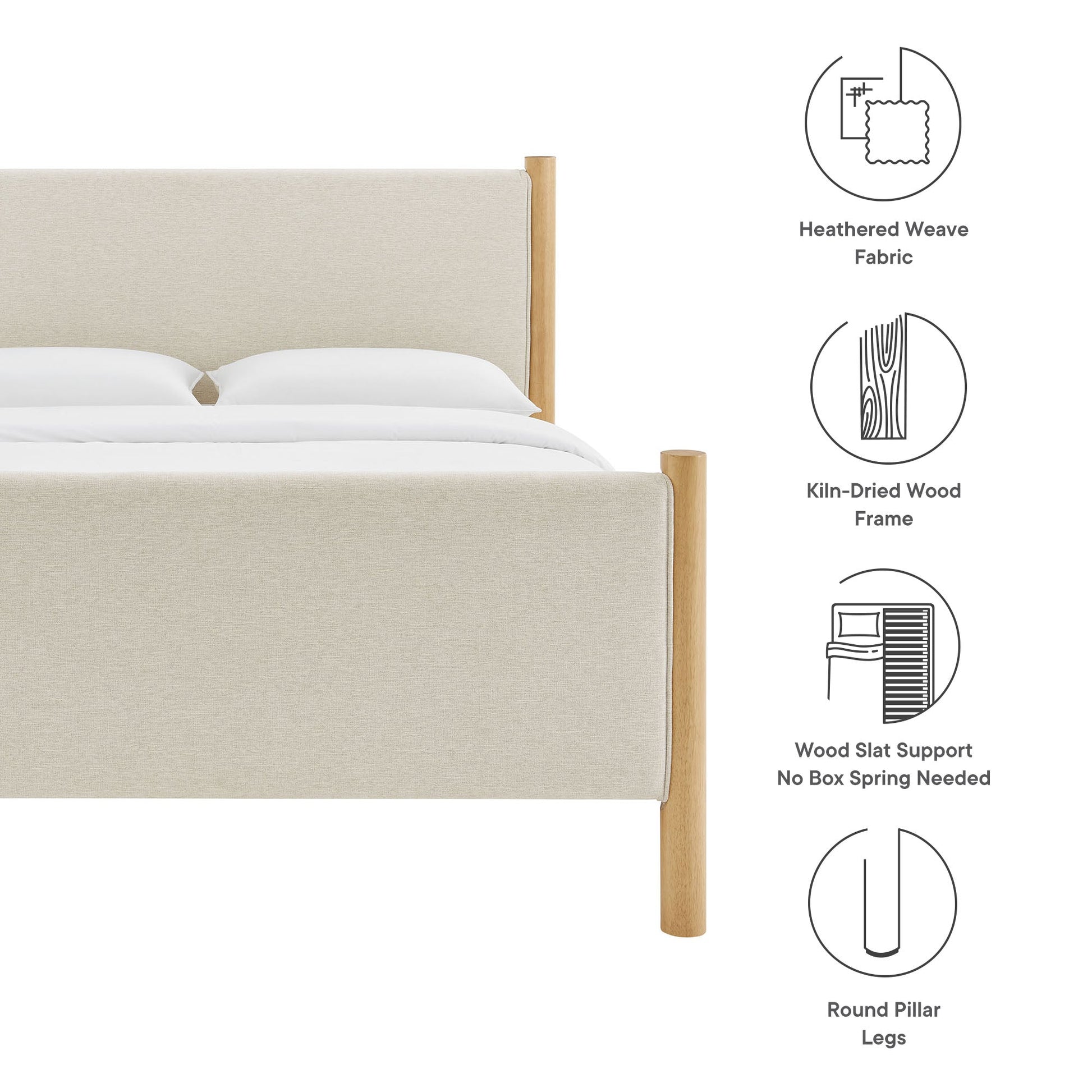 Maven Upholstered Platform Bed - Queen Size
