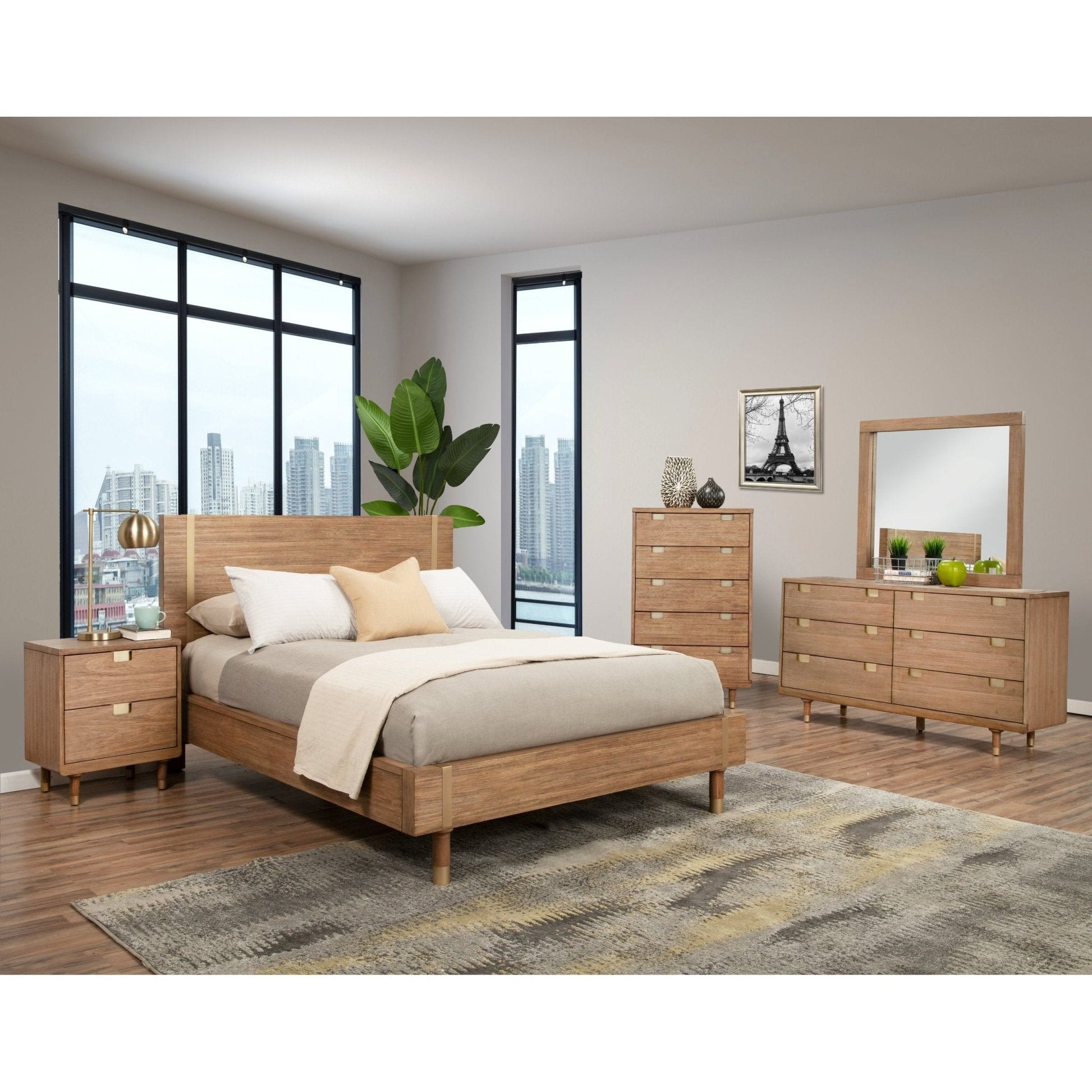 Modern Easton Platform Bed with Stylish Gold Legs