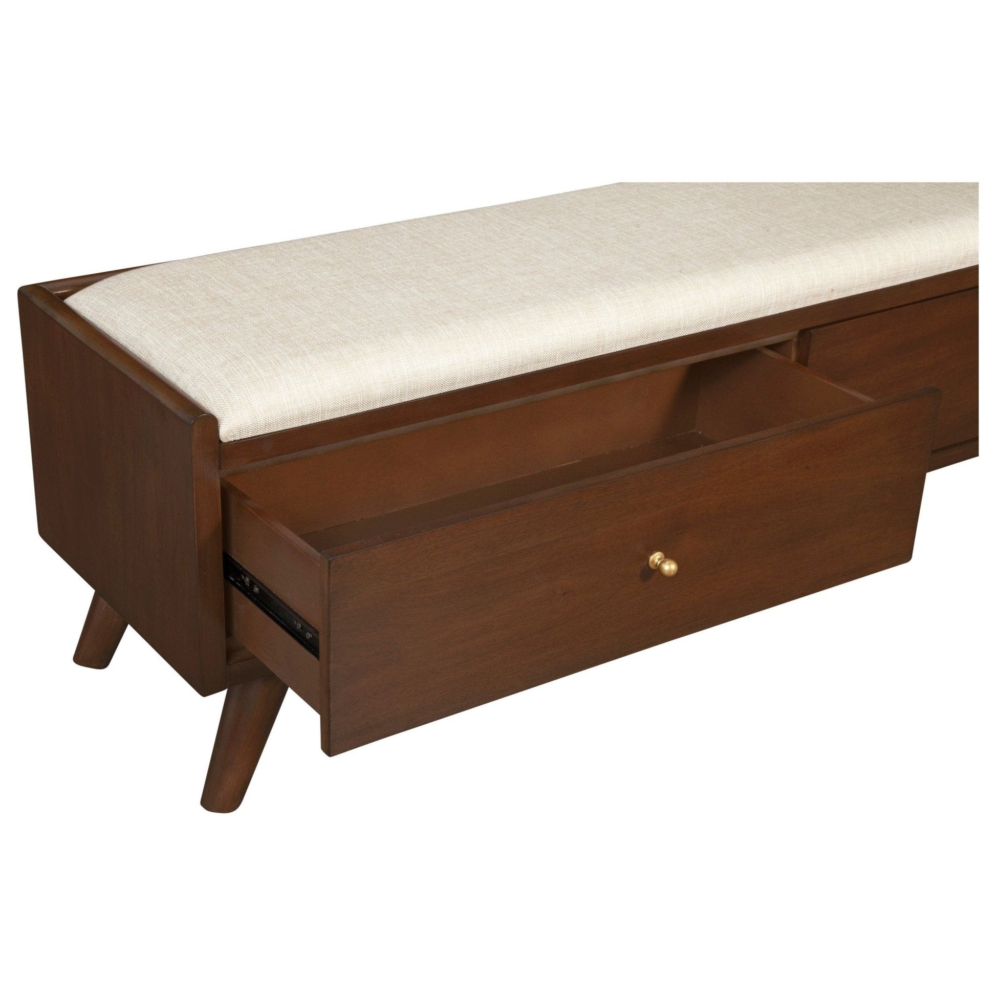 Stylish Mid-Century Modern Flynn Bench in Walnut Finish