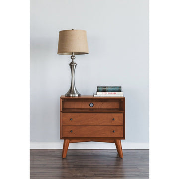 Mid-Century Modern Flynn Large Nightstand with Acorn Finish