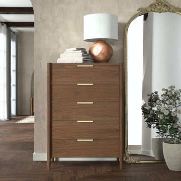 Elegant Sinclair Chest – Walnut Finish with Spacious Drawers