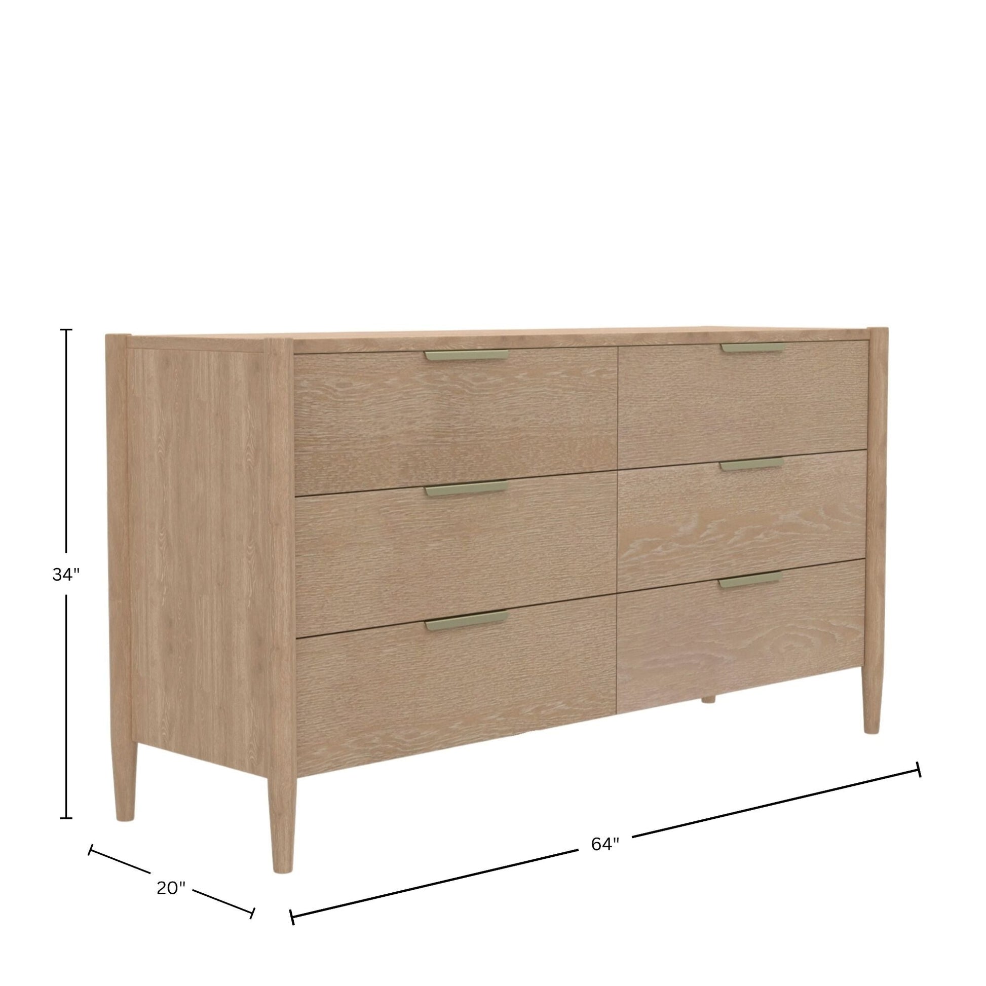 Timeless Sinclair Dresser with Gold Handles - Natural Finish