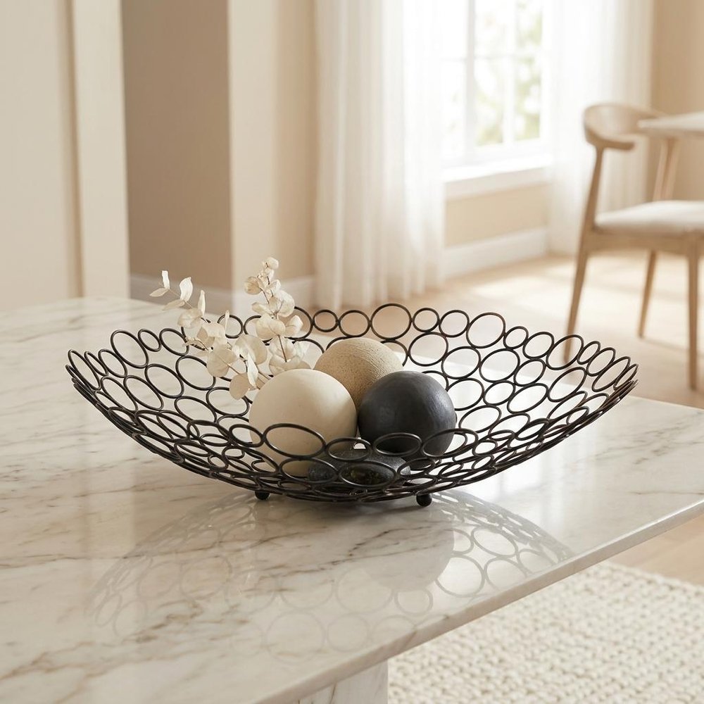 19" Bronze Metal Round Centerpiece Bowl