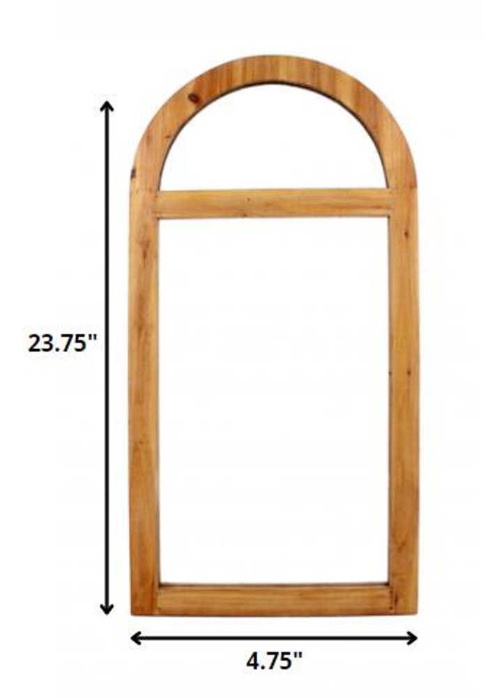 24" Brown Wood Arch Framed Accent Mirror
