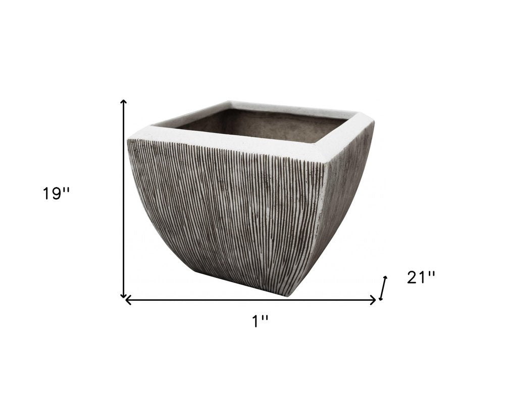 Large Distressed And Ribbed Flower Pot Planter