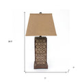 29" Brown Solid Wood Bedside Table Lamp With Brown Shade