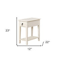 23" White Wood End Table With Drawer And Magazine Holder
