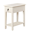 23" White Wood End Table With Drawer And Magazine Holder