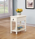 23" White Wood End Table With Drawer And Magazine Holder