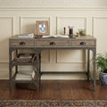 47" Natural and Gray Writing Desk With Three Drawers
