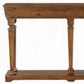 72" Oak Wood Floor Shelf Console Table With Shelf