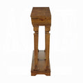 72" Oak Wood Floor Shelf Console Table With Shelf