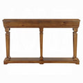72" Oak Wood Floor Shelf Console Table With Shelf