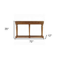 72" Oak Solid and Manufactured Wood Floor Shelf Console Table With Shelves