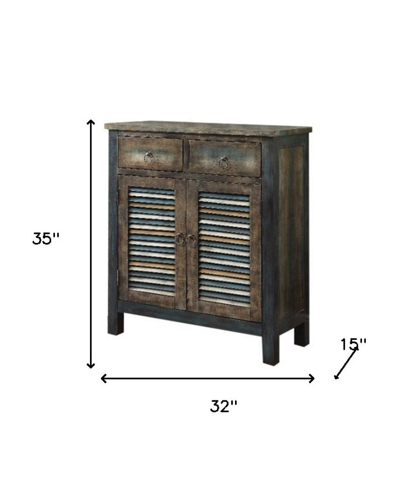 32" Saddle Brown Solid Wood Console Table