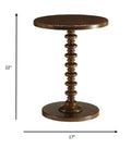 22" Brown Solid Wood Round Pedestal End Table