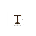 22" Brown Solid Wood Round Pedestal End Table
