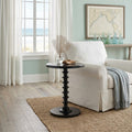 22" Brown Solid Wood Round Pedestal End Table