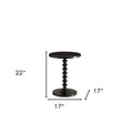 22" Black Solid Wood Round End Table