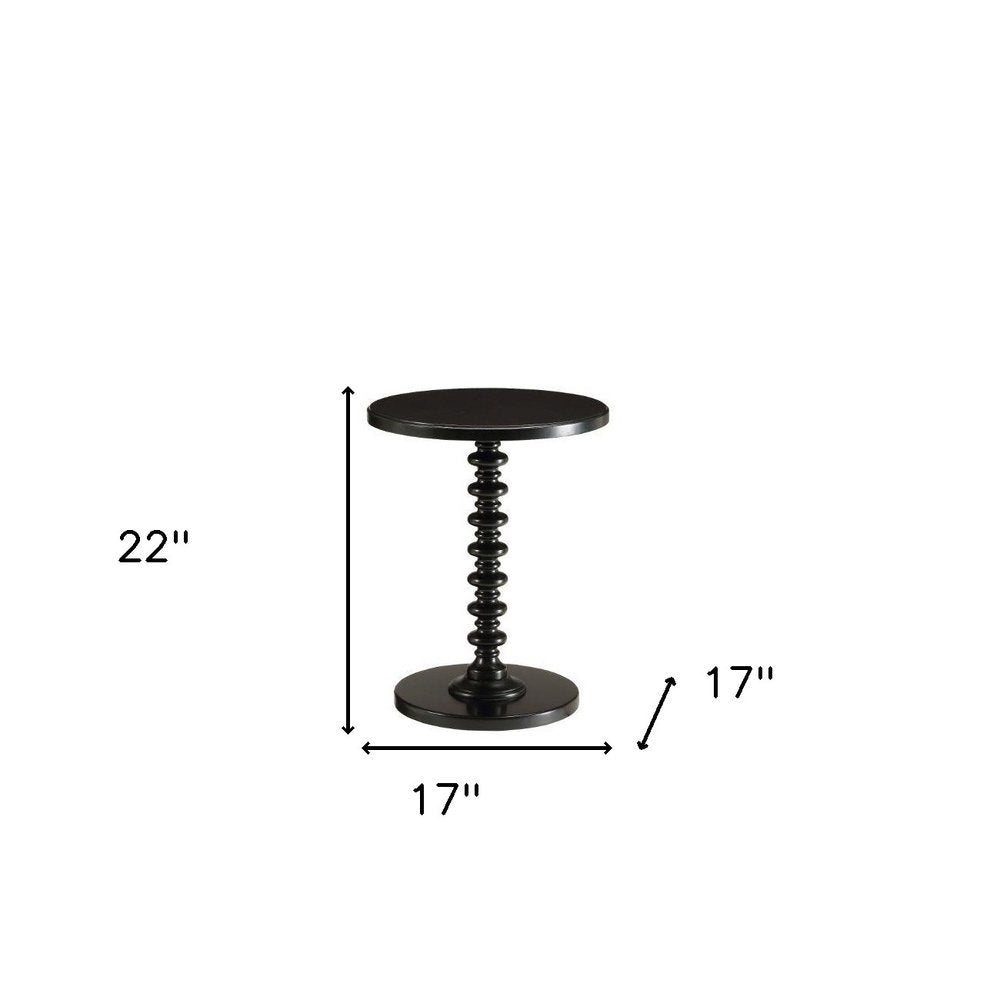 22" Brown Solid Wood Round Pedestal End Table