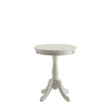 22" White Wood Round Pedestal End Table