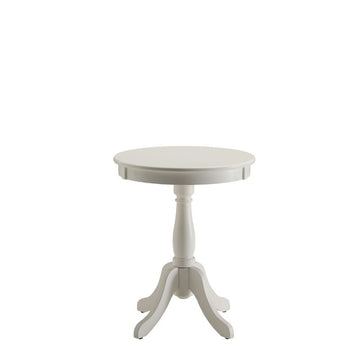 22" White Wood Round Pedestal End Table