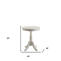 22" White Wood Round Pedestal End Table