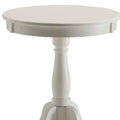 22" White Wood Round Pedestal End Table