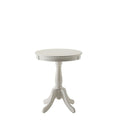 22" White Wood Round Pedestal End Table