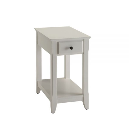 23" White Solid and Manufactured Wood End Table With Drawer And Shelf