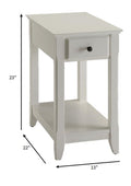 23" White Solid and Manufactured Wood End Table With Drawer And Shelf