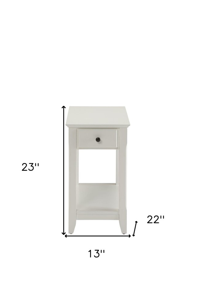 23" White Solid and Manufactured Wood End Table With Drawer And Shelf