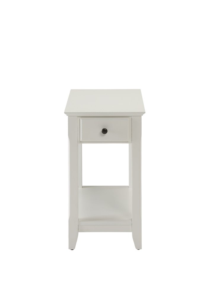 23" White Solid and Manufactured Wood End Table With Drawer And Shelf