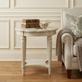 24" Off White Solid Wood Oval End Table With Shelf
