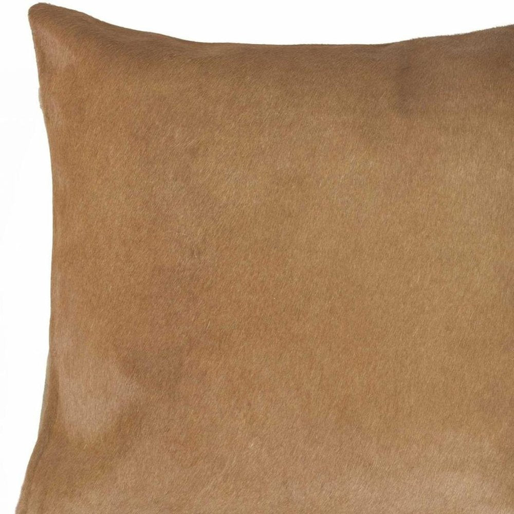 Set of Two 18" Tan Cowhide Throw Pillows