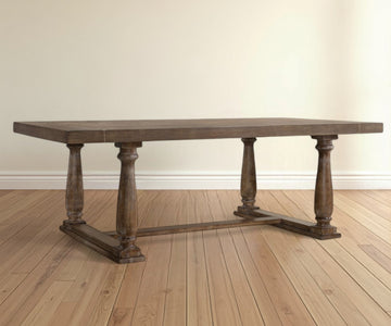 84" Brown Solid Wood Trestle Base Dining Table