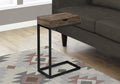 10.25" X 15.75" X 24.5" Brown Finish Drawer And Black Metal Accent Table