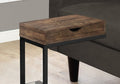 10.25" X 15.75" X 24.5" Brown Finish Drawer And Black Metal Accent Table