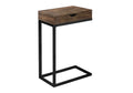 10.25" X 15.75" X 24.5" Brown Finish Drawer And Black Metal Accent Table